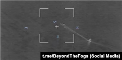 Скріншот моменту пострілу з РСЗВ із дрону Sea Baby, зафіксований російськими військовими, відео опубліковано 21 травня 2024 року