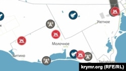 Скріншот карти військових об'єктів Криму, створеної журналістами Крим